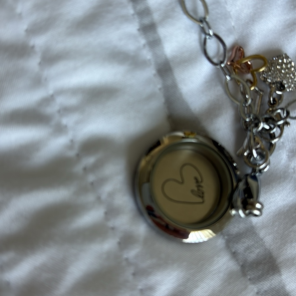 Origami Owl Medium Crystal Living Locket With Chain and Dangle Charms - Picture 4 of 4